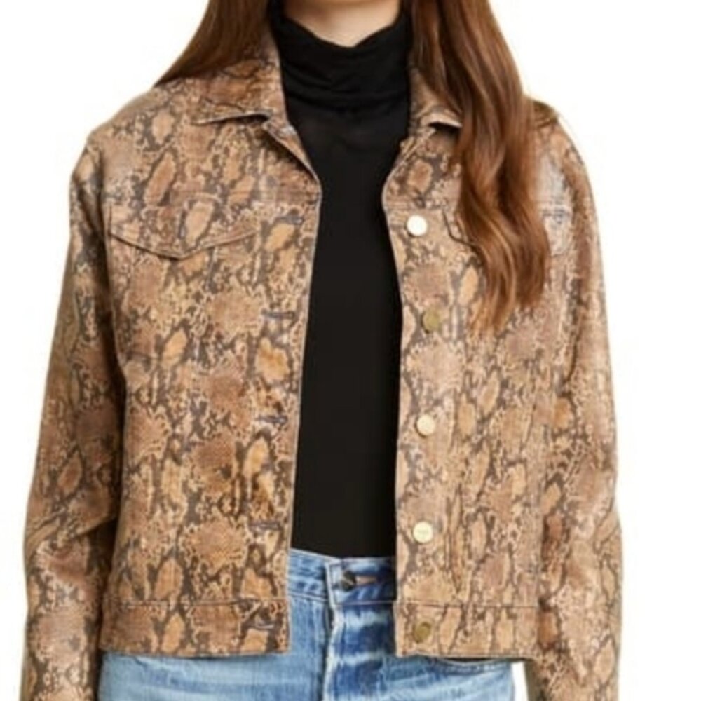 FRAME Le Vintage Jacket in Coated Python - Picture 2 of 14